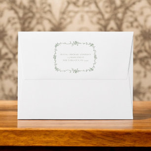 Enveloppe Mariage français victorien Floral Sage Vert