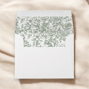 Enveloppe Mariage français victorien Floral Sage Vert
