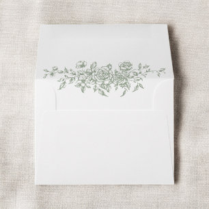 Enveloppe Mariage français victorien Floral Sage Vert
