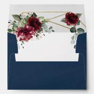 Enveloppe Mariage géométrique bleu bleu bordeaux bleu marine