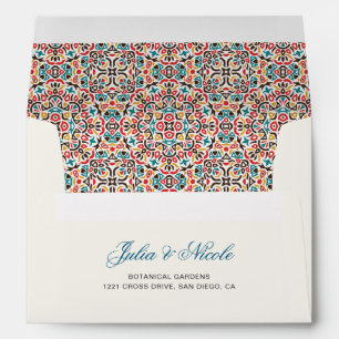 Enveloppe Mariage géométrique en treillis marocain