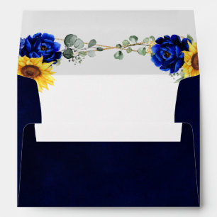 Enveloppe Mariage géométrique Royal Blue Rustic Sunflower