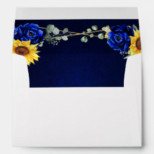 Enveloppe Mariage géométrique Royal Blue Rustic Sunflower En