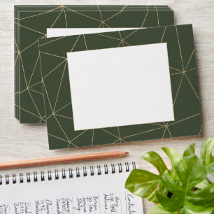 Enveloppe mariage géométrique verte et or