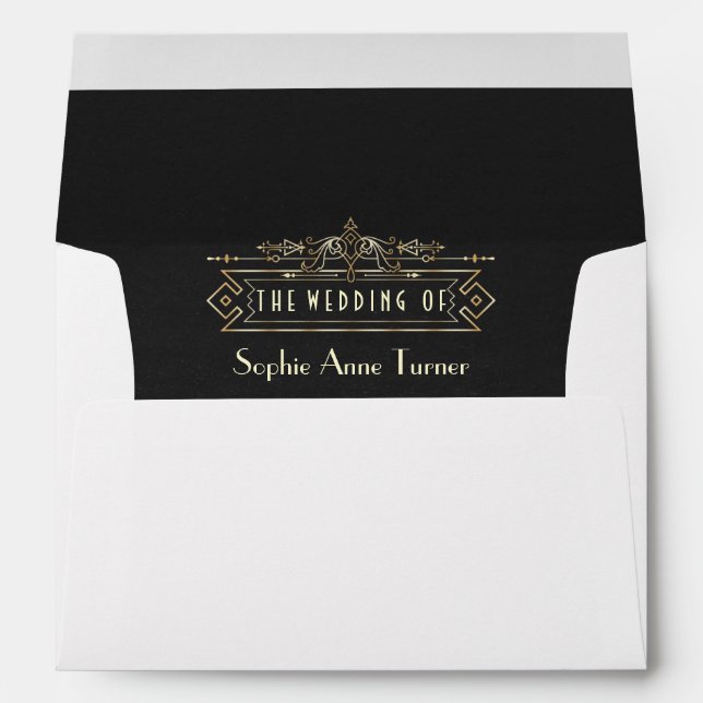 Enveloppe Mariage Gold Black Art Déco (Dos (Bas))