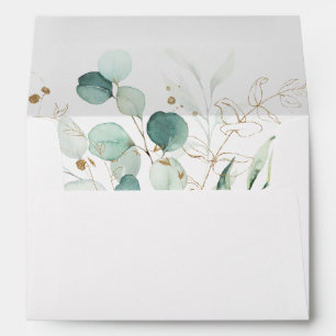 Enveloppe Mariage Gold et vert - Adresse préimprimée 5x7