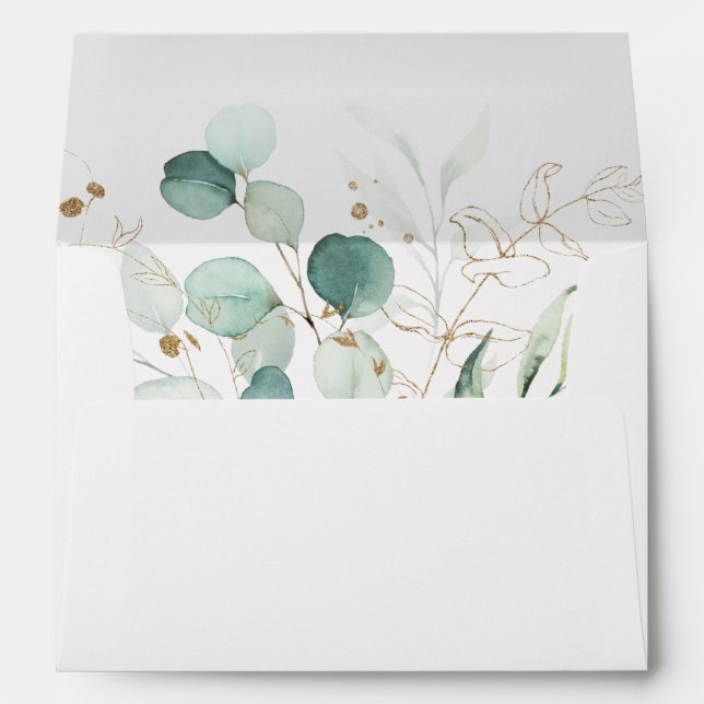 Enveloppe Mariage Gold et vert - Adresse préimprimée 5x7 (Dos (Bas))