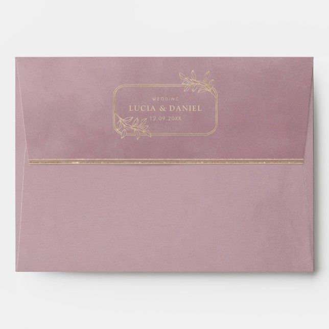 Enveloppe Mariage Gold Frame & Blush Pink Velvet (Dos (Haut rabat))