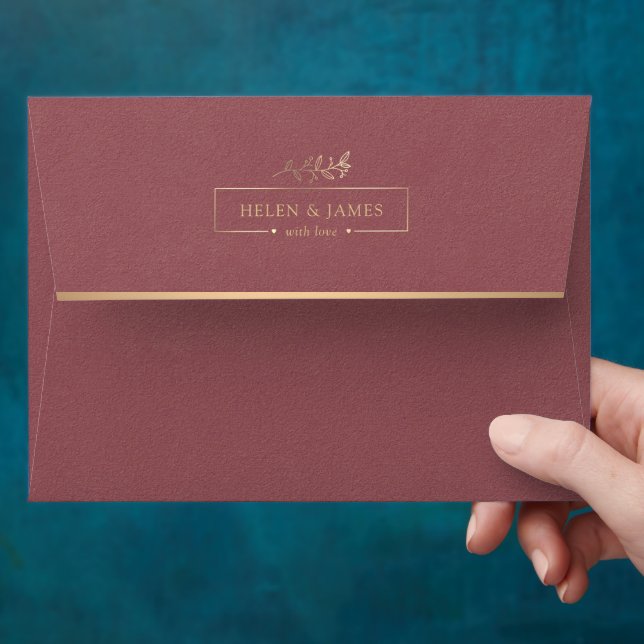 Enveloppe Mariage Gold & Red Texture (Hand)
