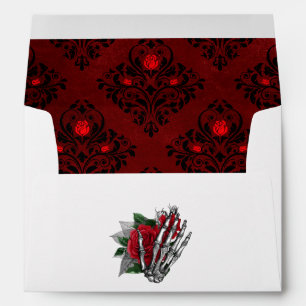 Enveloppe Mariage gothique blanc rouge lunaire