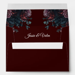 Enveloppe Mariage gothique élégant mauve bordeaux foncé