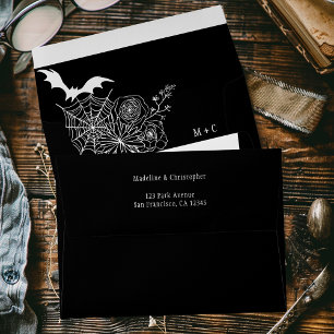 Enveloppe Mariage gothique floral noir