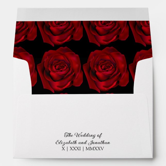 Enveloppe Mariage gothique floral romantique noir et rouge (Dos (Bas))