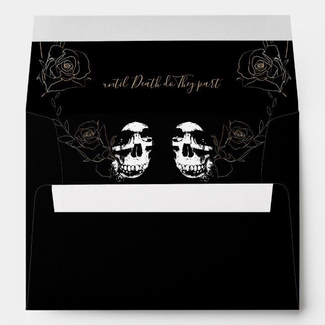 Enveloppe Mariage gothique noir floral (Dos (Bas))