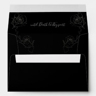 Enveloppe Mariage gothique noir gris floral