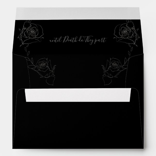 Enveloppe Mariage gothique noir gris floral (Dos (Bas))