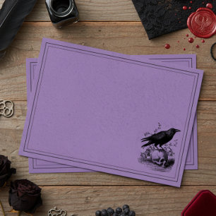 Enveloppe Mariage gothique noir vintage toile corbeau violet
