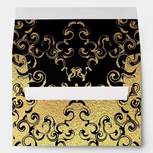 Enveloppe Mariage gothique or et noir (Dos (Bas))