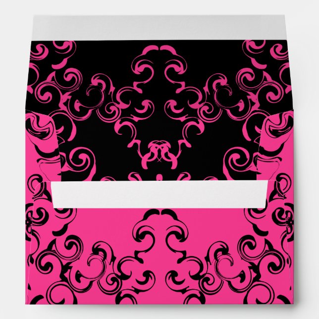 Enveloppe Mariage gothique rose chaud et noir (Dos (Bas))