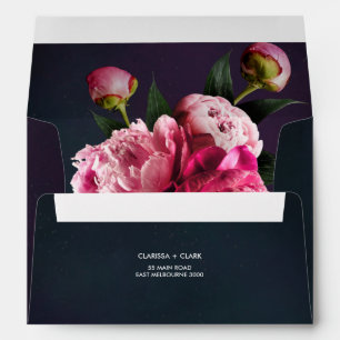 Enveloppe Mariage Gras Bright Pink Peonies