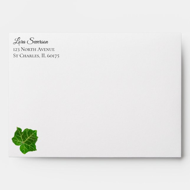 Enveloppe Mariage Green English Ivy Leaf (Devant)