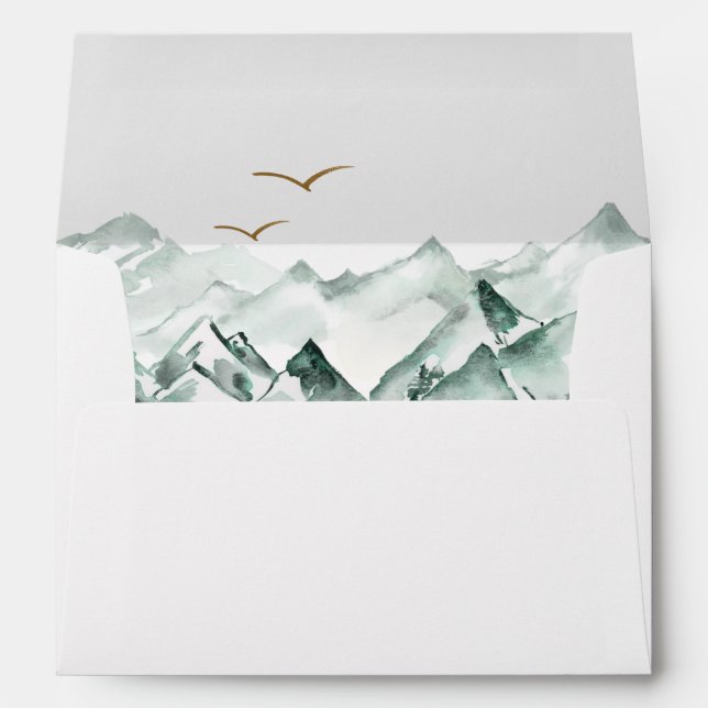 Enveloppe Mariage Green et Gold Mountain (Dos (Bas))