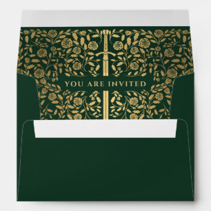 Enveloppe Mariage Green Royal Médiévale Gold