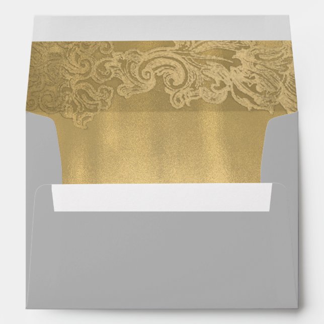 Enveloppe Mariage gris chic et or (Dos (Bas))