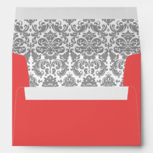 Enveloppe Mariage gris Damask Coral A7