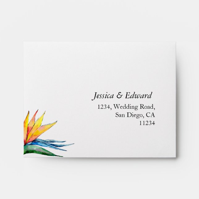Enveloppe Mariage hawaïen coloré tropical RSVP (Devant)