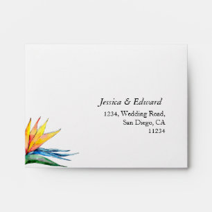 Enveloppe Mariage hawaïen coloré tropical RSVP