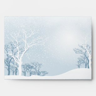 Enveloppe Mariage hivernal neige - bleu glace A7