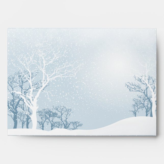 Enveloppe Mariage hivernal neige - bleu glace A7 (Devant)