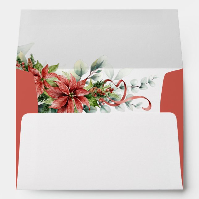 Enveloppe Mariage Holiday Poinsettia (Dos (Bas))