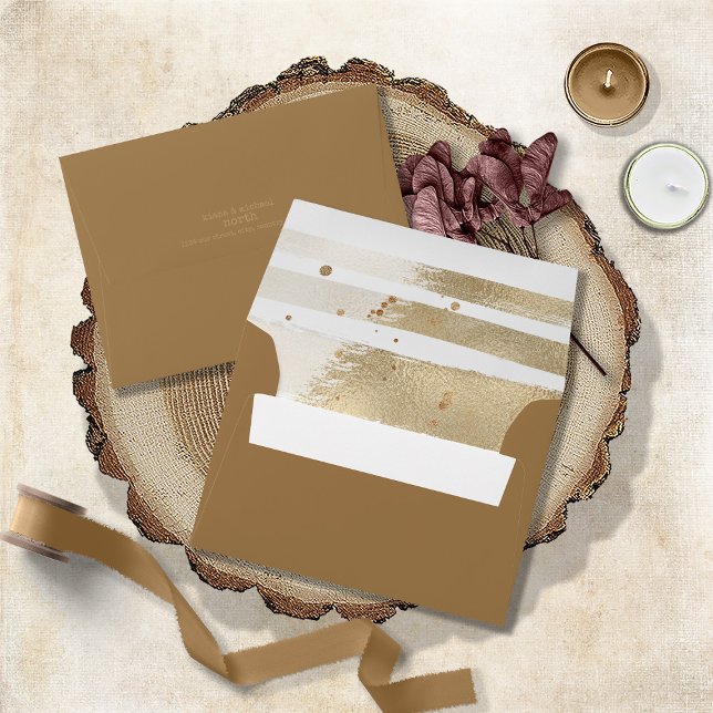 Enveloppe Mariage ID655 des bandes de pinceau d'or (Créateur téléchargé)