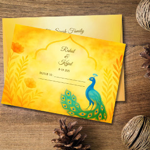 Enveloppe Mariage indien du paon Floral