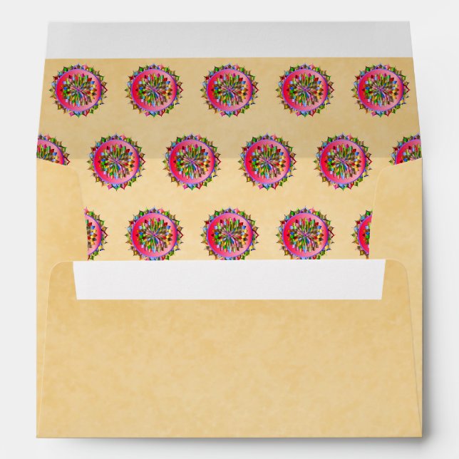 Enveloppe Mariage indien ethnique de motif vibrant de (Dos (Bas))
