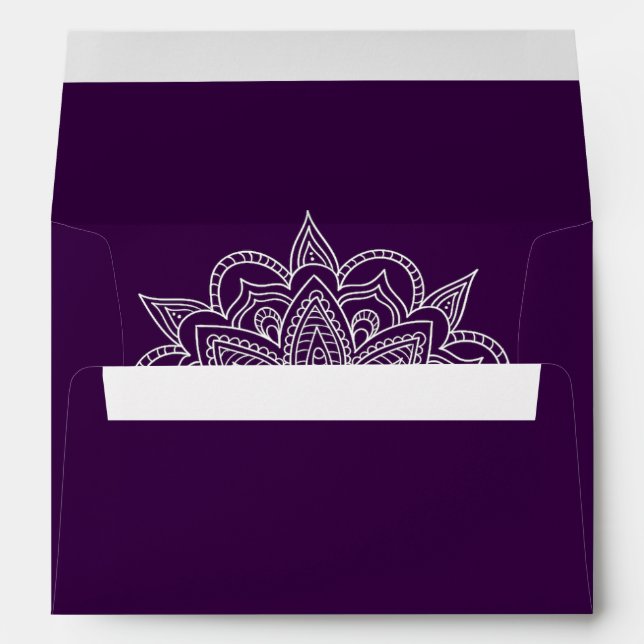 Enveloppe Mariage indien purple de Henna Mandala (Dos (Bas))