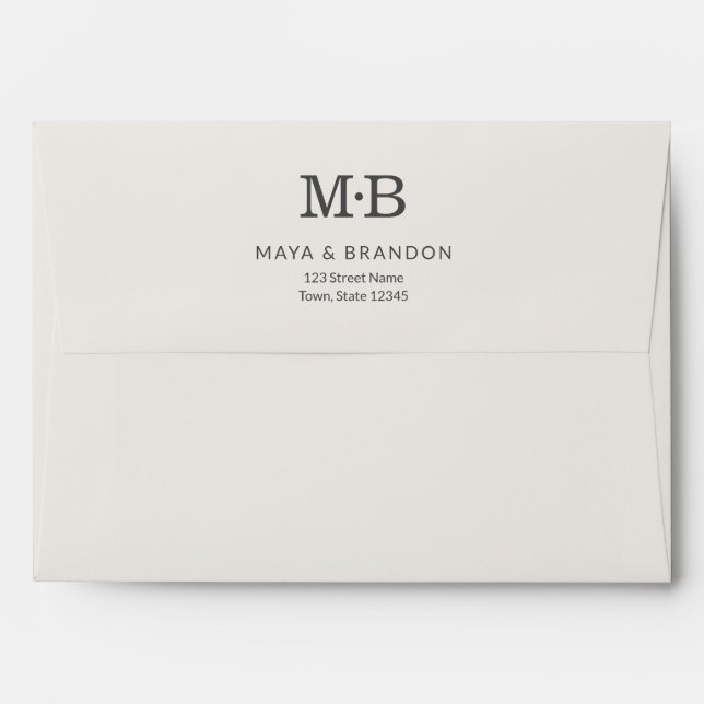 Enveloppe Mariage Intime Minimaliste Moderne (Dos (Haut rabat))