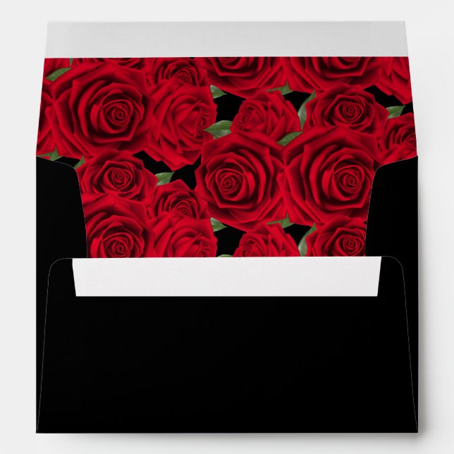 Enveloppe mariage/Invitation-Roses rouges (Dos (Bas))