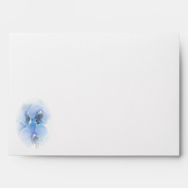 Enveloppe Mariage Inviter Moderne Bleu Aquarelle Orchidées E (Devant)