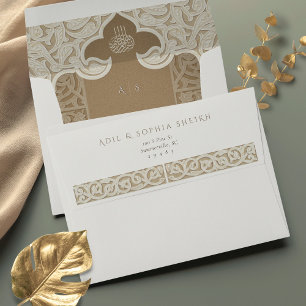 Enveloppe Mariage islamique à effet dentelle Bismillah