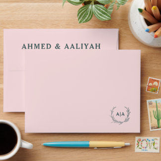 Enveloppe Mariage islamique musulman de teint rose tendre