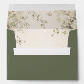 Enveloppe Mariage Jardin de Printemps Papillon Blanc