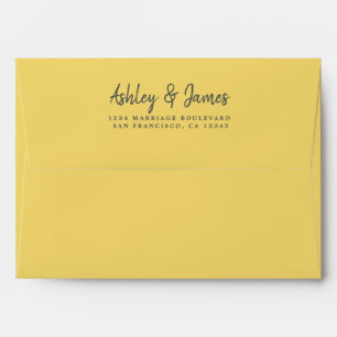 Enveloppe Mariage jaune citron Adresse de retour