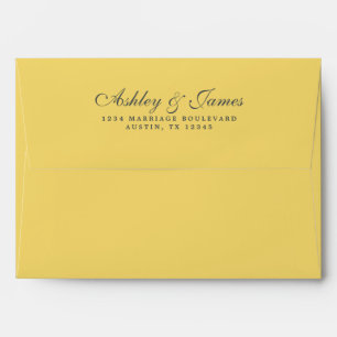 Enveloppe Mariage jaune citron Adresse de retour