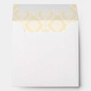 Enveloppe Mariage laqué crème ivoire damassé