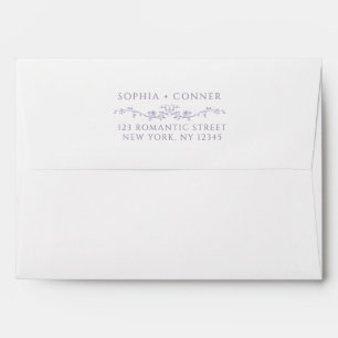 Enveloppe Mariage Lavande Adresse de Retour Pré-Imprimée 5x7
