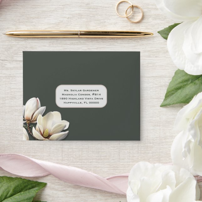 Enveloppe Mariage Magnolia Sud RSVP abordé (Wedding)