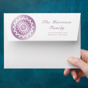 Enveloppe Mariage Mandala à Dentelle Rose